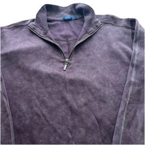 Agave Denim Men's Medium‎ Purple 1/4 Zip Pullover Supima Cotton Sweater USA Made